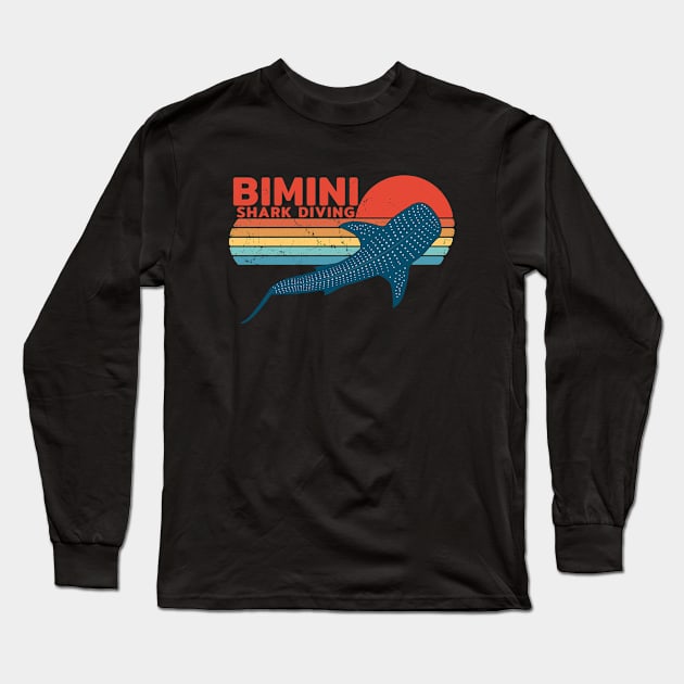 Bimini Shark Diving Whale Shark Long Sleeve T-Shirt by NicGrayTees